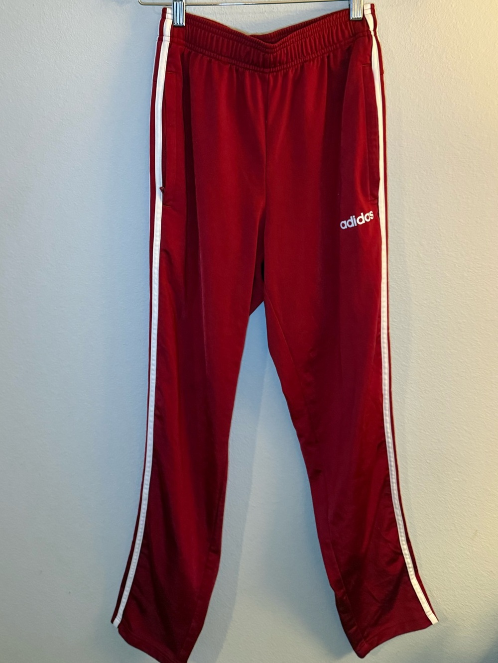 adidas Red Sweatpants with White Side Stripes